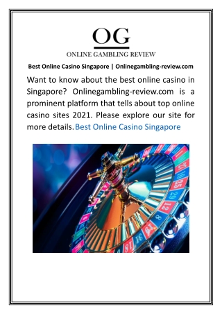 Best Online Casino Singapore  Onlinegambling-review