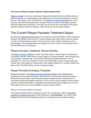 The Rising Trend of Psoriasis Treatment: Future Market Analysis