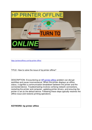 How to solve the issue of hp printer offline?