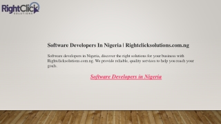 Software Developers In Nigeria  Rightclicksolutions.com.ng