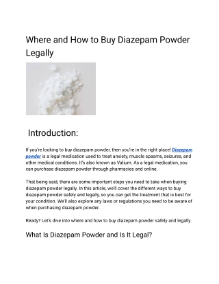 How to Buy Diazepam Powder Legally