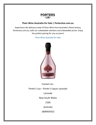 Plum Wine Australia For Sale  Porterslux.com.au