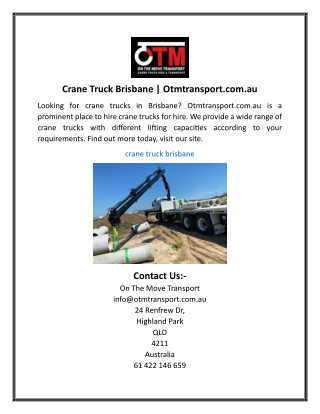 Crane Truck Brisbane Otmtransport.com