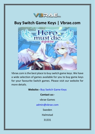 Buy Switch Game Keys  Vbrae.com