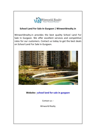 School Land For Sale In Gurgaon  Winworldrealty.in