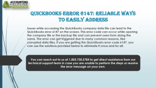A complete guide about QuickBooks Error 6147