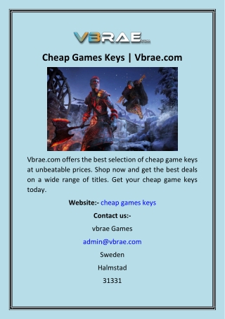 Cheap Games Keys  Vbrae