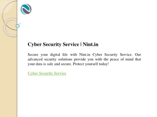Cyber Security Service  Nint.in
