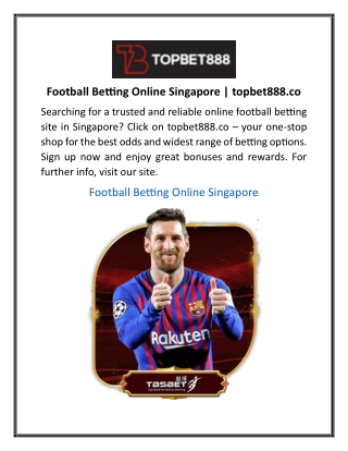 Football Betting Online Singapore topbet888.co