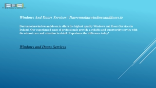 Windows And Doors Services  Darrennolanwindowsanddoors.ie