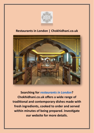 Restaurants in London | Chokhidhani.co.uk