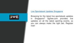 Live Sportsbook Updates Singapore Sg3we.com