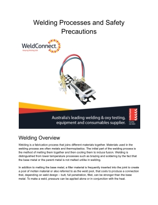 Welding Processes and Safety Precautions