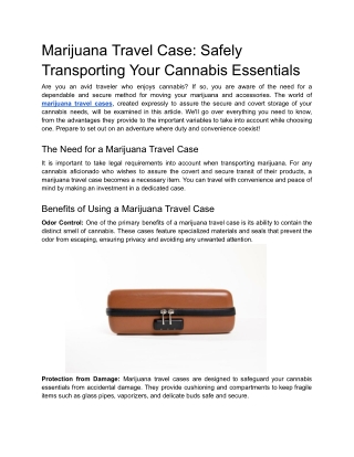 Marijuana Travel Case_ Safely Transporting Your Cannabis Essentials