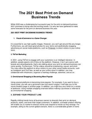 The 2021 Best Print on Demand Business Trends