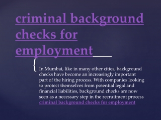 criminal background checks for employment