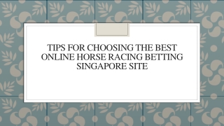 Tips For Choosing The Best Online Horse Racing Betting Singapore Site