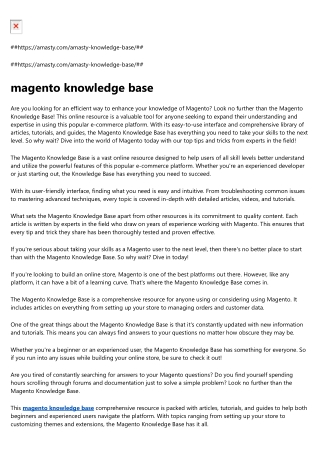 magento knowledge base