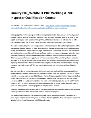 PID_WeldNDT PID: Welding & NDT Inspector Qualification