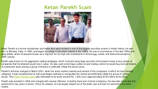 Ketan Parekh Scam