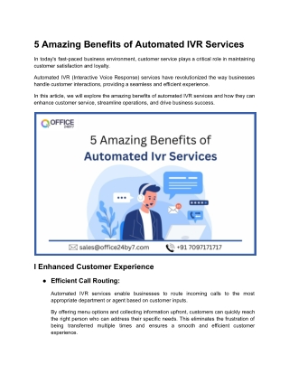 5 Amazing Benefits of Automated IVR Services