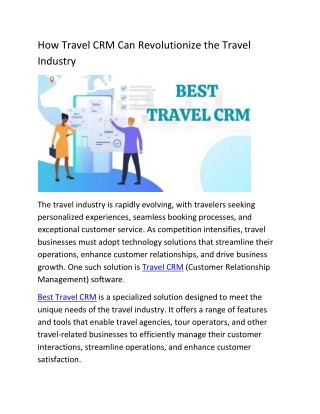 How Travel CRM Can Revolutionize the Travel Industry