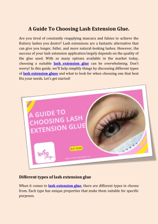 A Guide To Choosing Lash Extension Glue