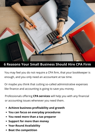 6 Reasons Your Small Business Should Hire CPA Firm