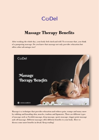 Massage Therapy Benefits