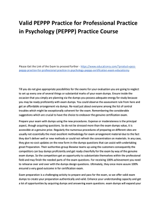 PEPPP Practice for Professional Practice in Psychology (PEPPP)