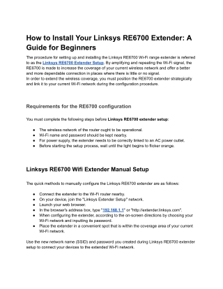 How to Install Your Linksys RE6700 Extender_ A Guide for Beginners