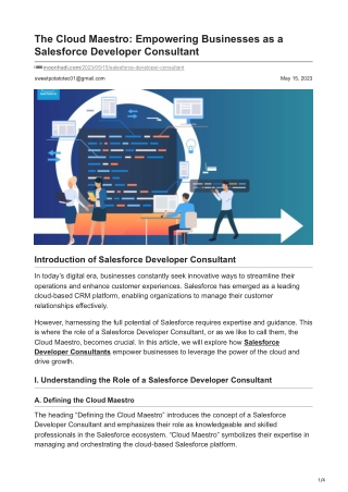 The Cloud Maestro Empowering Businesses as a Salesforce Developer Consultant