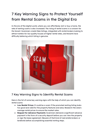 7 Key Warning Signs to Protect Yourself from Rental Scams in the Digital Era