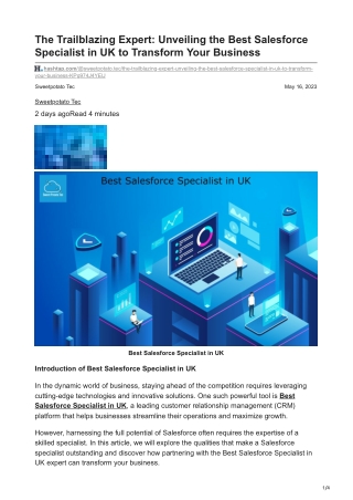 The Trailblazing Expert Unveiling the Best Salesforce Specialist in UK to Transform Your Business