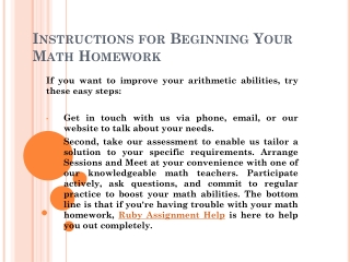 Instructions for Beginning Your Math Homework