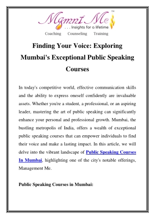 Public Speaking Courses In Mumbai Call- 7428590012