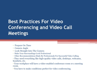 Best Practices For Video Conferencing and Video Call Meetings