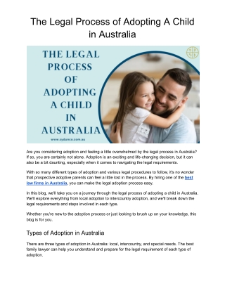 The Legal Process Of Adopting A Child In Australia