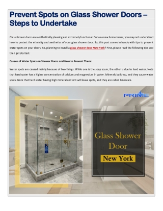 Prevent Spots on Glass Shower Doors – Steps to Undertake