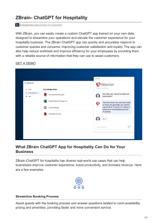 ZBrain- ChatGPT for Hospitality