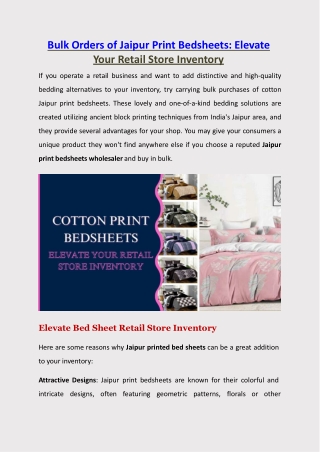 How To Improve Retail Store Inventory By Jaipur Print Bedsheet?