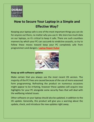 How to Secure Your Laptop in a Simple and Effective Way?