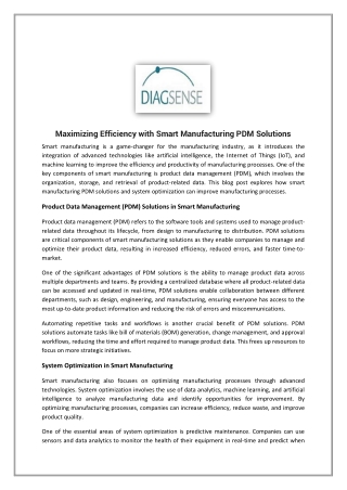 Maximizing Efficiency with Smart Manufacturing PDM Solutions