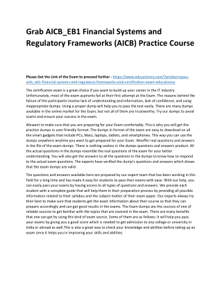 AICB_EB1 Financial Systems and Regulatory Frameworks (AICB)