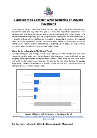 Empex Watertoys® - 5 Questions to Consider While Designing an Aquatic Playground