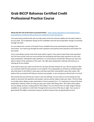 BICCP Bahamas Certified Credit Professional