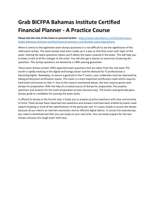 BICFPA Bahamas Institute Certified Financial Planner - A