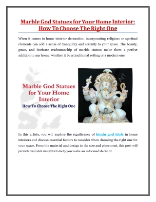 Marble God Statues for Your Home Interior: How To Choose The Right One