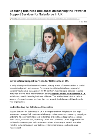 Boosting Business Brilliance Unleashing the Power of Support Services for Salesforce in UK