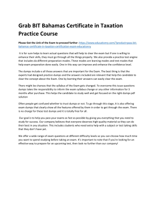 BIT Bahamas Certificate in Taxation